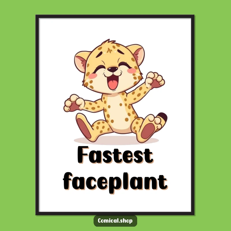 Funny Cheetah Digital Art: Instant Tripping Animal Download for Laughs