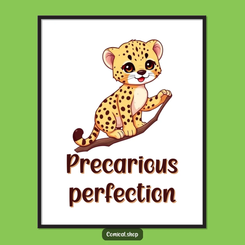 Funny Cheetah Cub Digital Art: Graceful Acrobat Download, Hilarious Woodland Surprise
