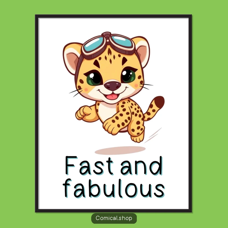 Funny Cheetah Cub Racing Digital Art - Instant Dynamic Decor for Speed Lovers