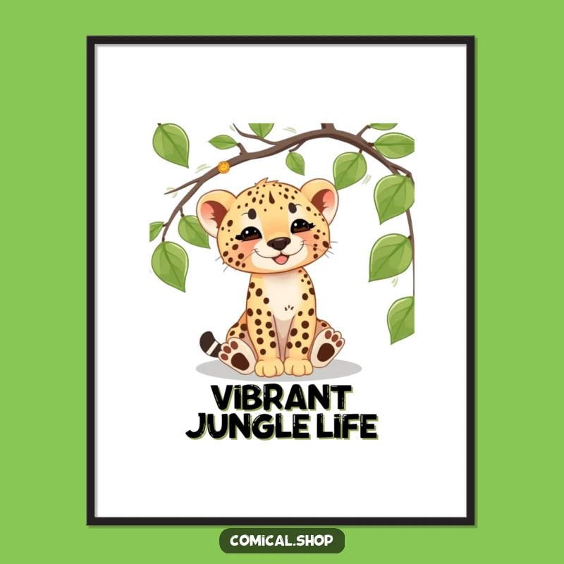 Funny Cheetah Cub Vine Digital Art: Adorable Jungle Play