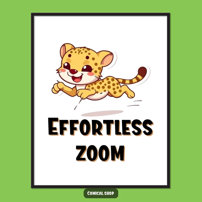 Funny Cheetah Sprint Digital Art: Graceful Speed Illustration for Instant Decor