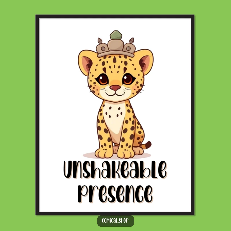 Funny Proud Cheetah Cub Crown Digital Print: Majestic Art Gift for Inspiration