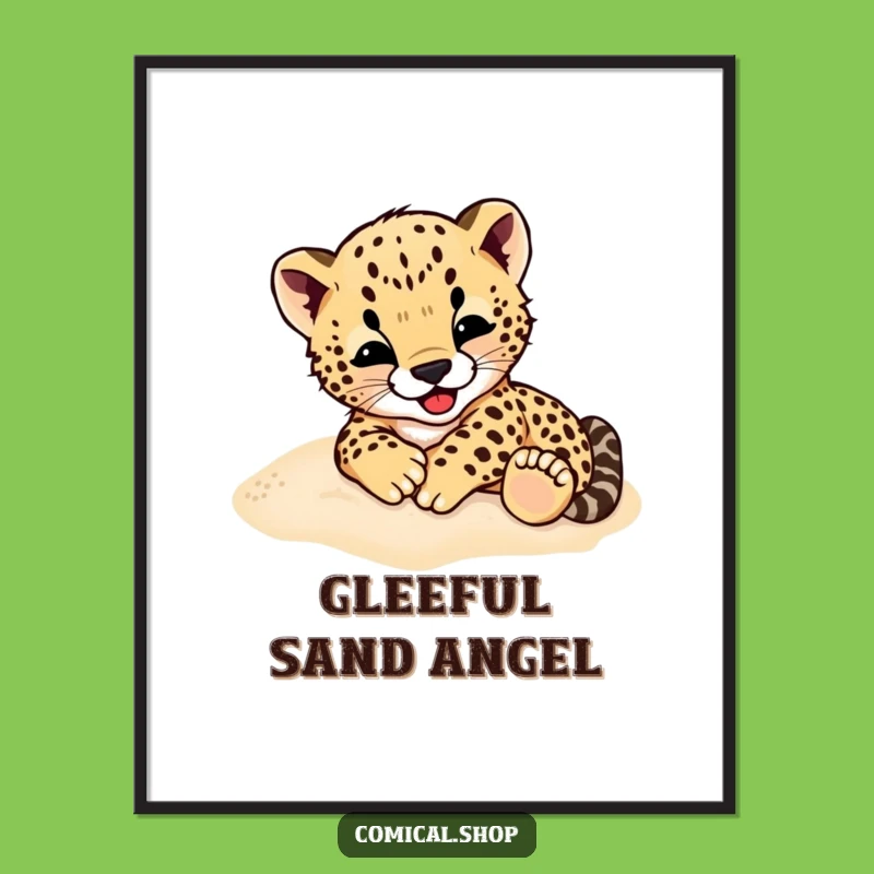 Funny Cheetah Cub Digital Art Print: Instant Rolling Fun, Downloadable Animal Gift