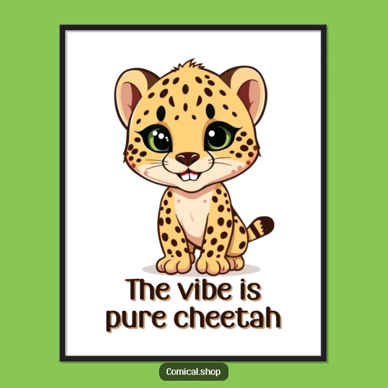 Funny Cheetah Cub Style Digital Print: Instant Fierce Decor for Your Walls
