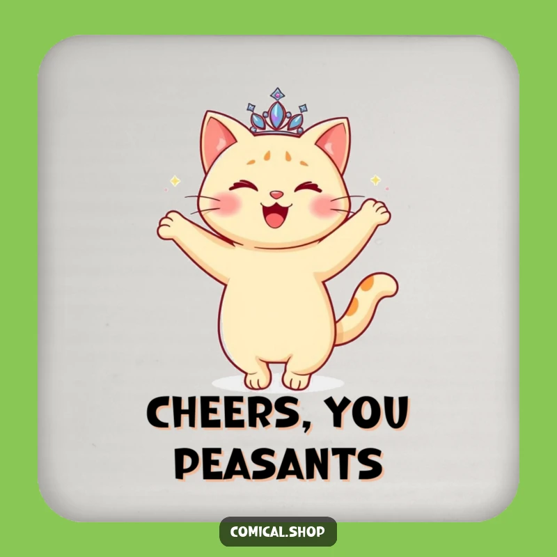 Funny Cat Tiara Coaster: Elegant Feline Decor, Protective Funny Gift for Tables