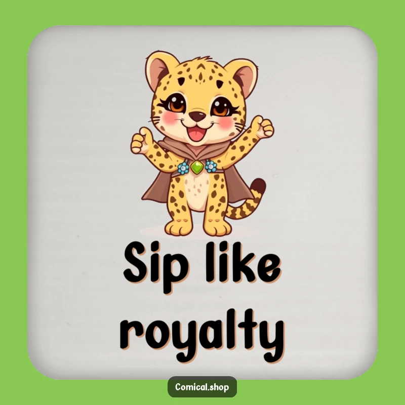 Funny Cheetah Cub Cape Coaster Set: Triumphant Protection Gift for Cheetah Lovers