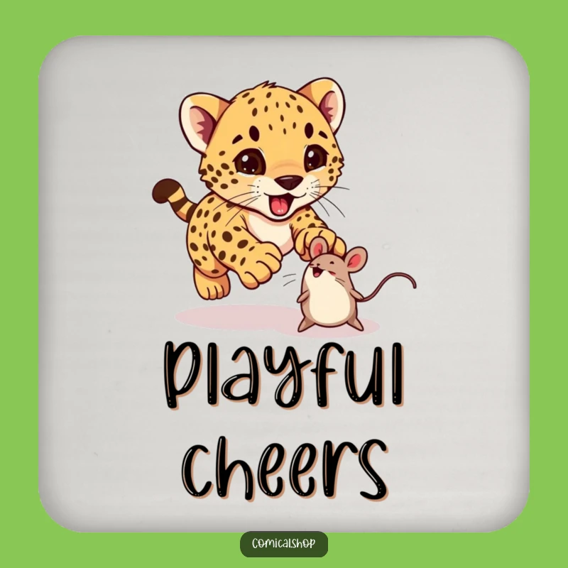 Funny Cheetah Cub Coaster: Protect Surfaces with Playful Style