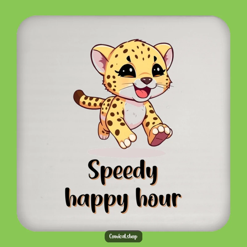 Funny Cheetah Cub Coaster - Sip with Speed and Playful Style Gift