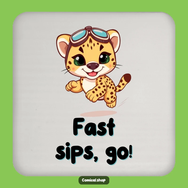 Funny Cheetah Cub Racing Coaster - Protect Surfaces with Speedy Style