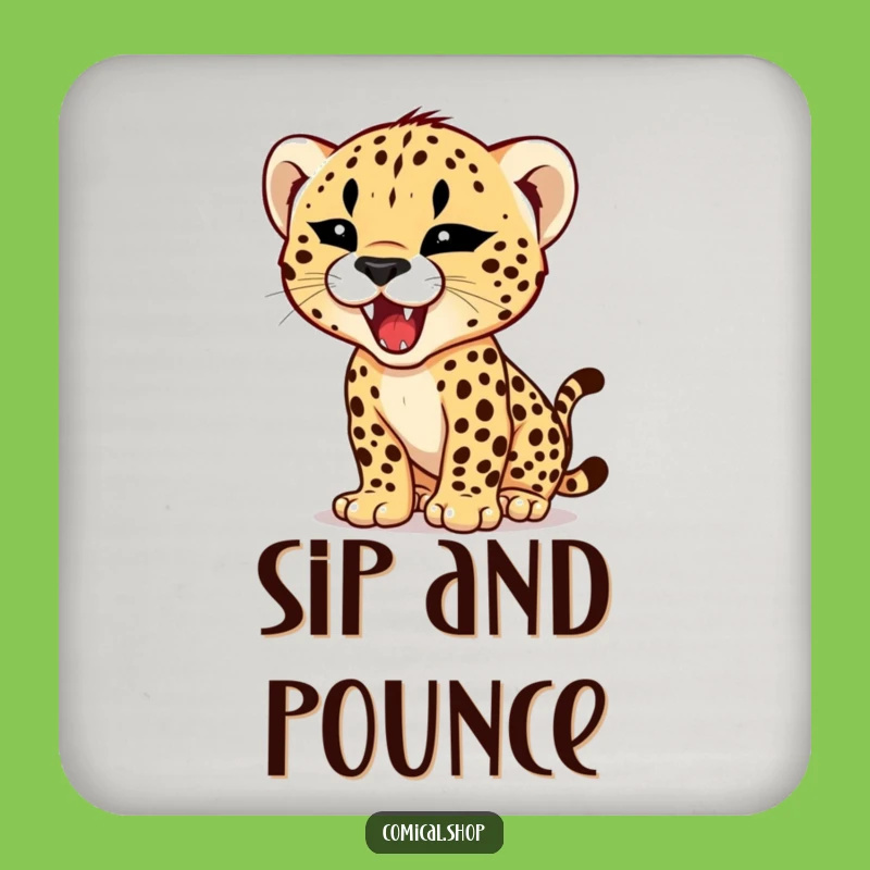 Funny Cheetah Cub Roar Coaster - Tiny Fierce Predator Humor Table Protector Gift