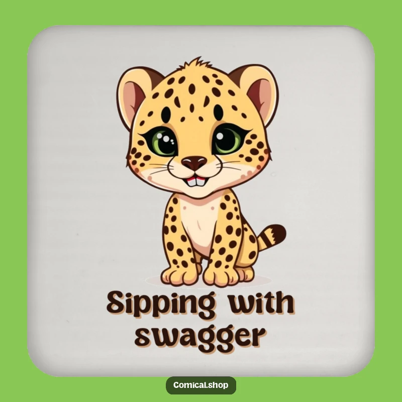 Funny Cheetah Cub Style Coasters: Protect Surfaces with Fierce Flair