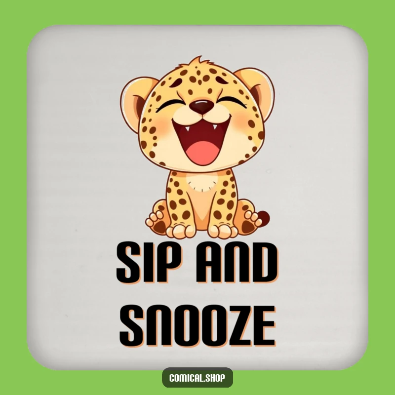 Funny Cheetah Cub Yawn Coaster - Happy Spots for Your Drinks