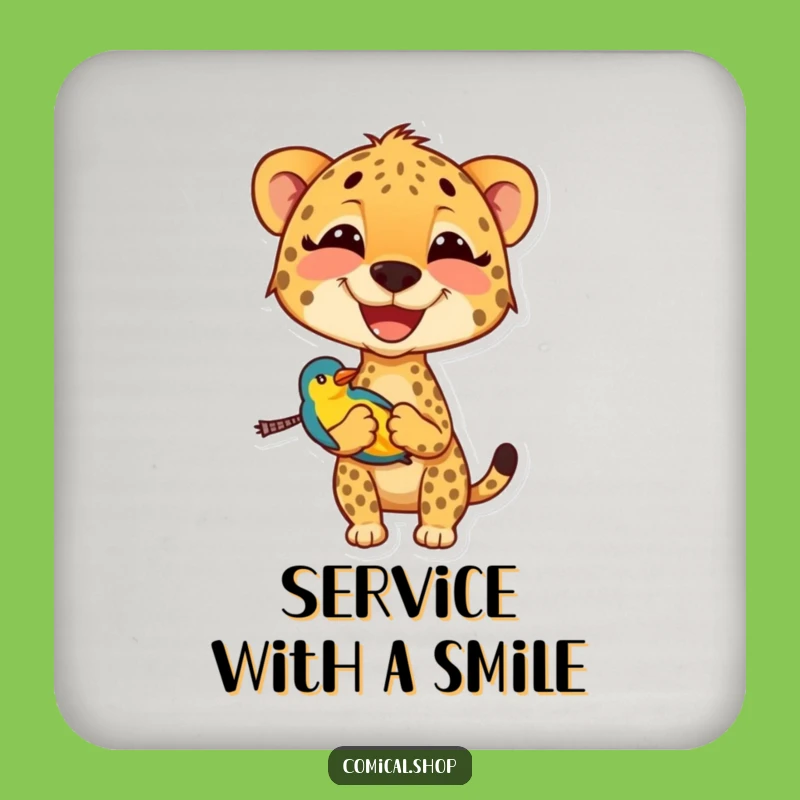 Funny Cheetah Drink Coaster: Protect Surfaces with Hilarious Style, Unique Funny Gift