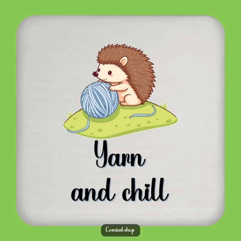 Funny Hedgehog Yarn Drink Coaster - Cozy Craft Protection, Unique Funny Gift
