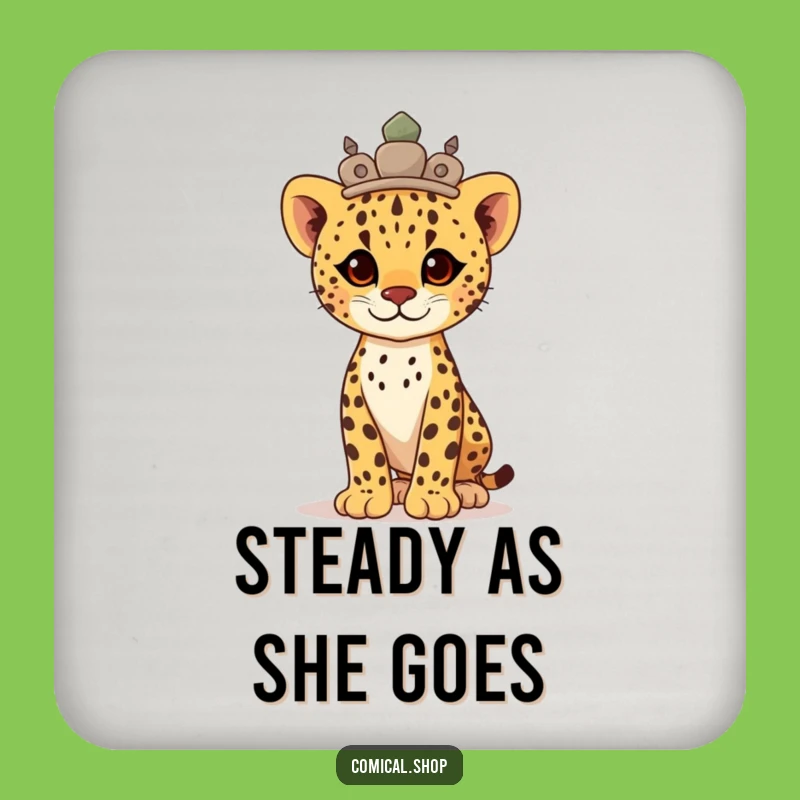 Funny Proud Cheetah Cub Crown Coaster Set: Regal Protection Gift for Tables