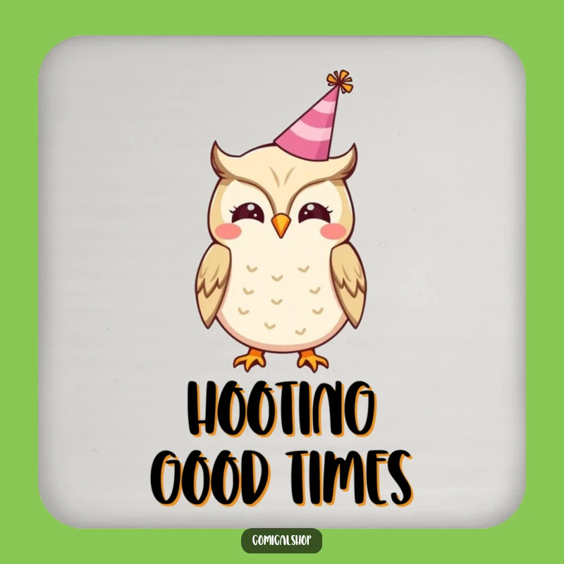 Funny Owl Party Drink Coaster - Festive Hooting Decor, Protect Surfaces Funny Gift