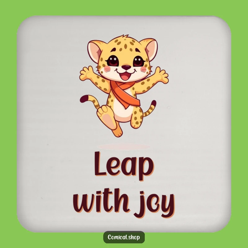 Funny Cheetah Cub Sash Coaster: Graceful Table Protector, Perfect Funny Gift