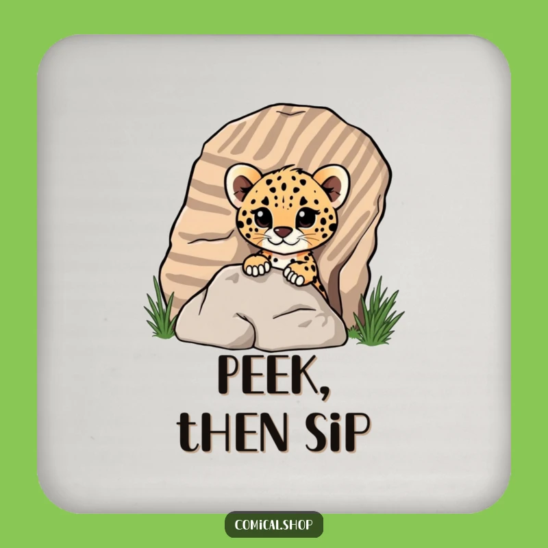 Funny Cheetah Cub Coaster - Protect Surfaces with Animal Charm Gift