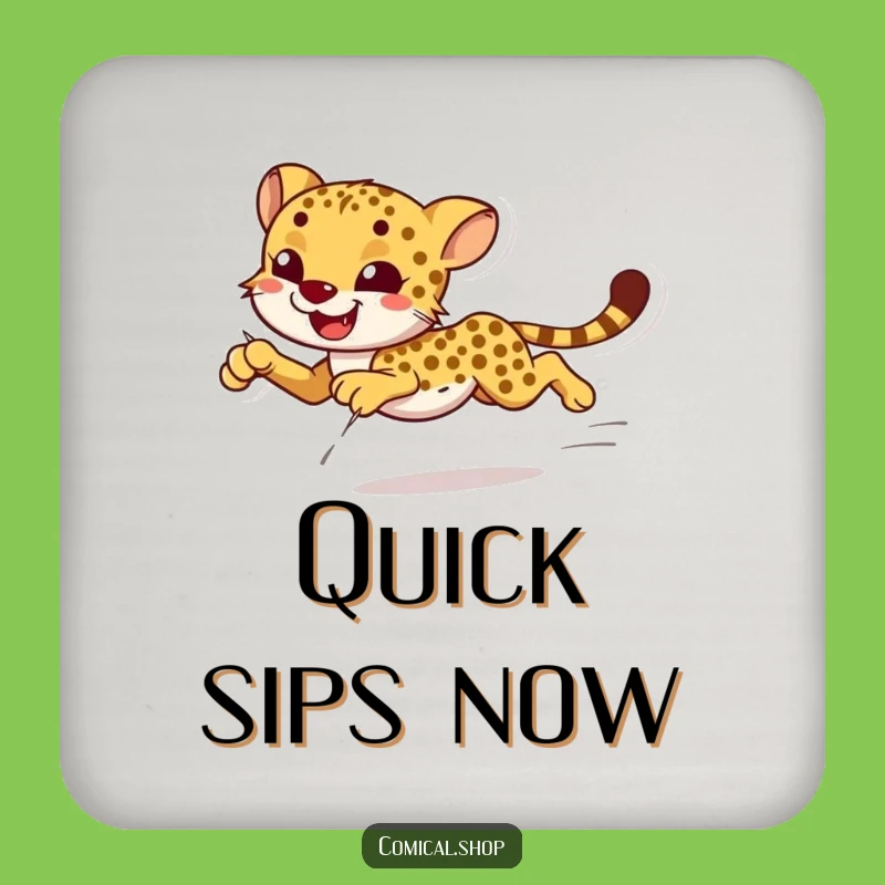 Funny Cheetah Sprint Coaster: Protect Surfaces with Wild Grace