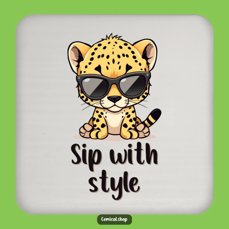 Funny Cheetah Cub Coaster: Protect Surfaces with Cool Cub Style