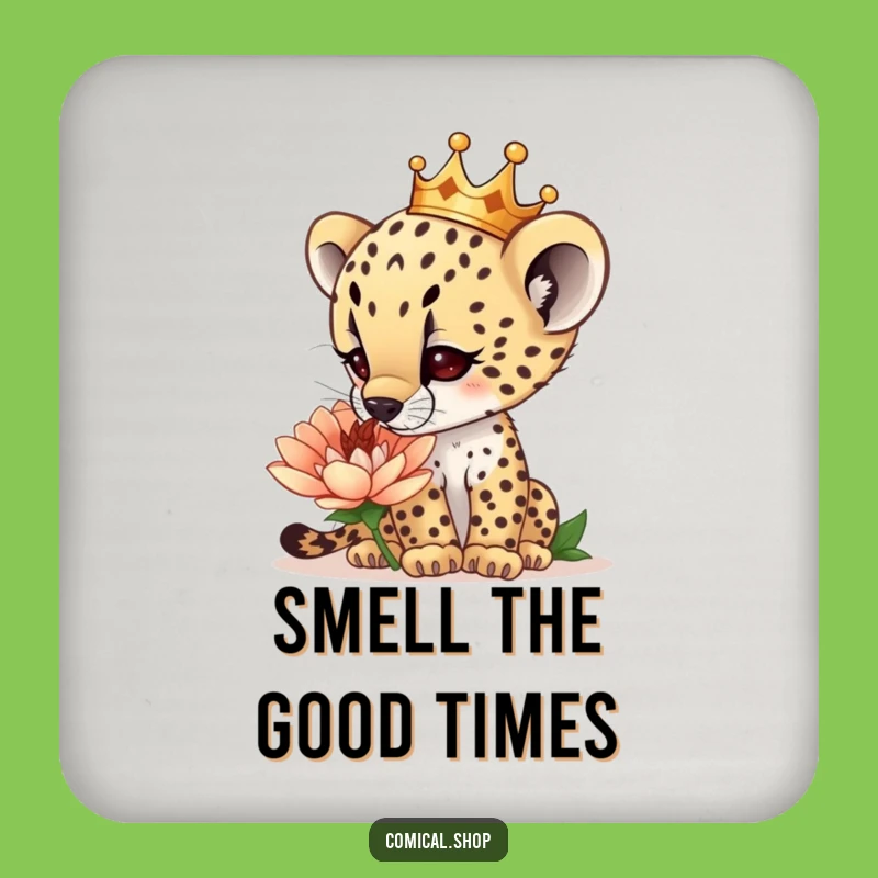 Funny Cheetah Cub Crown Coaster: Curious Table Protector, Perfect Funny Gift