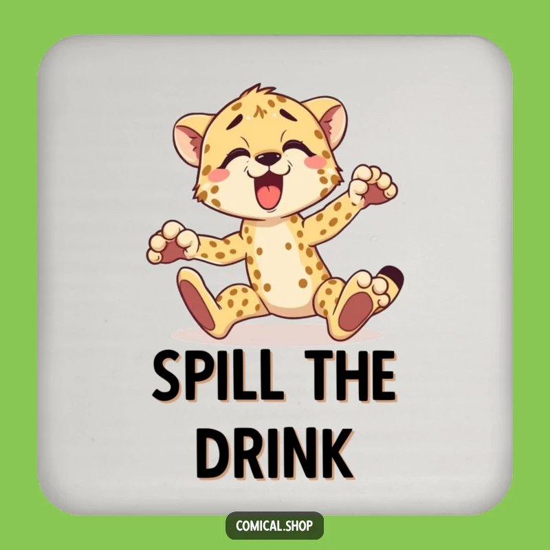 Funny Cheetah Coaster: Protect Surfaces with Tripping Animal Flair