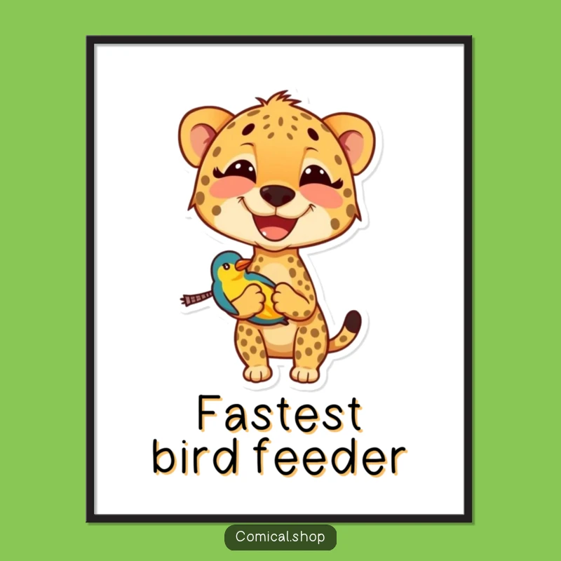 Funny Cheetah Poster: Lively Wildlife Art, Hilarious Decor & Gift Idea