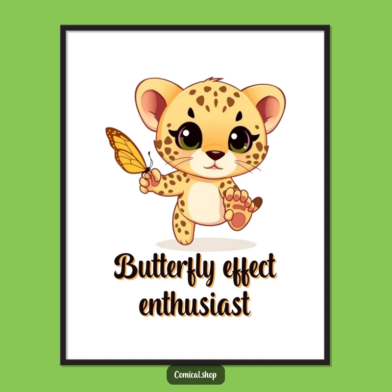 Funny Cheetah Cub Chase Poster: Add Whimsical Wonder to Your Walls