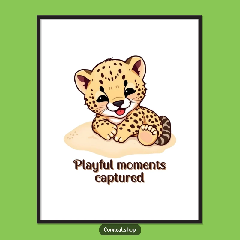 Funny Cheetah Cub Poster: Decorate with a Rolling Character, Wild Art Gift