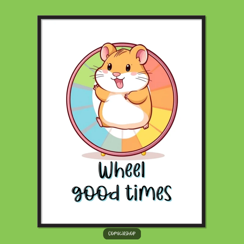 Funny Hamster Wheel Poster - Vibrant Wall Art Gift!