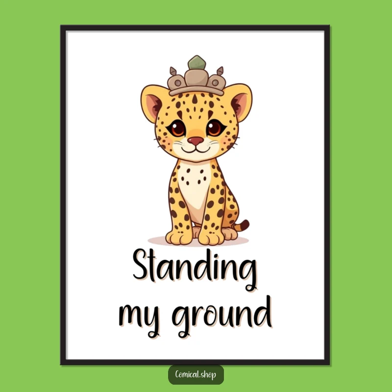 Funny Proud Cheetah Cub Crown Poster: Majestic Art Print Gift for Inspirers