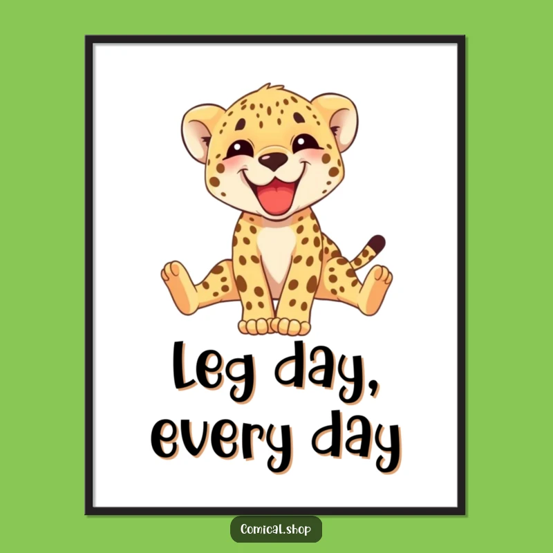 Funny Cheetah Cub Stretching Poster: Adorable Wall Art Gift