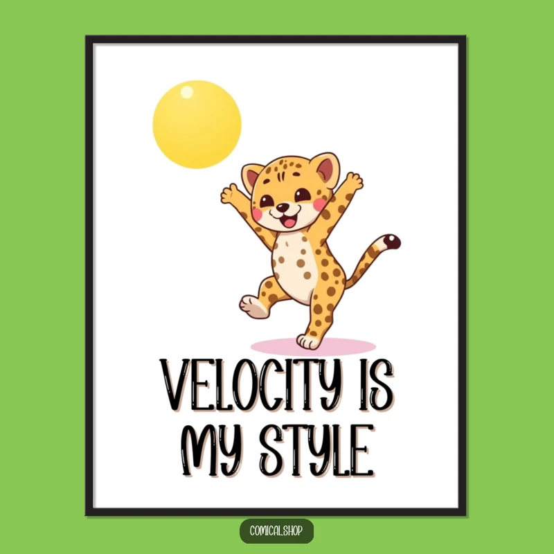 Funny Cheetah Cub Poster: Brighten Your Walls with Cartwheeling Joy