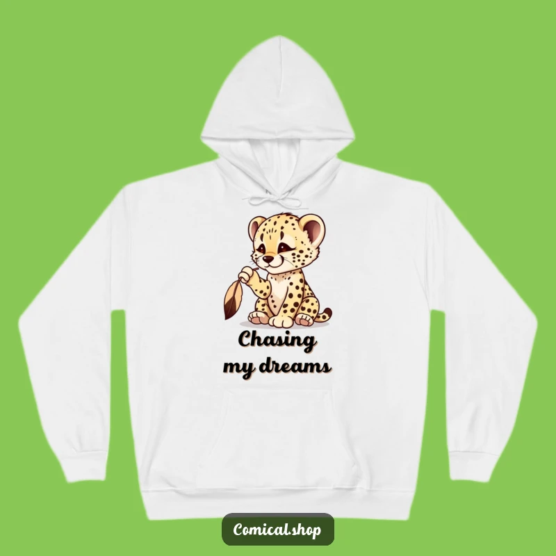 Funny Cheetah Cub Feather Hoodie - Cozy Playful Cub Apparel