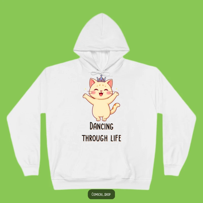 Funny Cat Tiara Hoodie: Cozy Twirling Feline Sweatshirt, Warm Funny Gift for Cat Fans