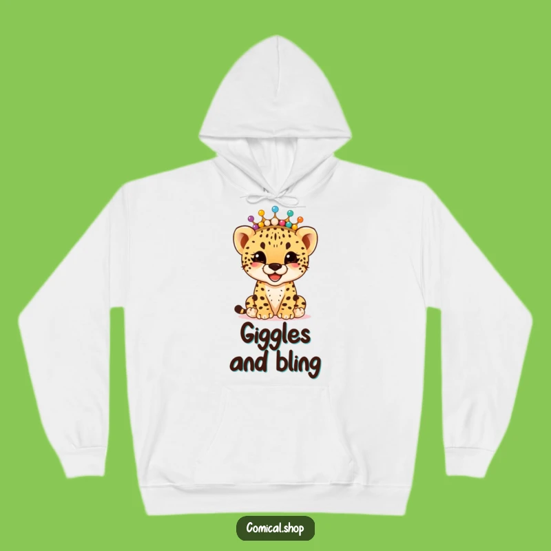 Funny Cheetah Cub Bead Crown Hoodie: Cozy Giggler Wear, Ideal Funny Gift