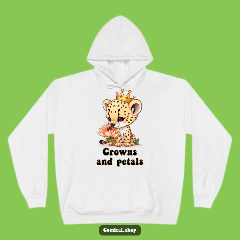 Funny Cheetah Cub Crown Hoodie: Cozy Explorer Wear, Ideal Funny Gift