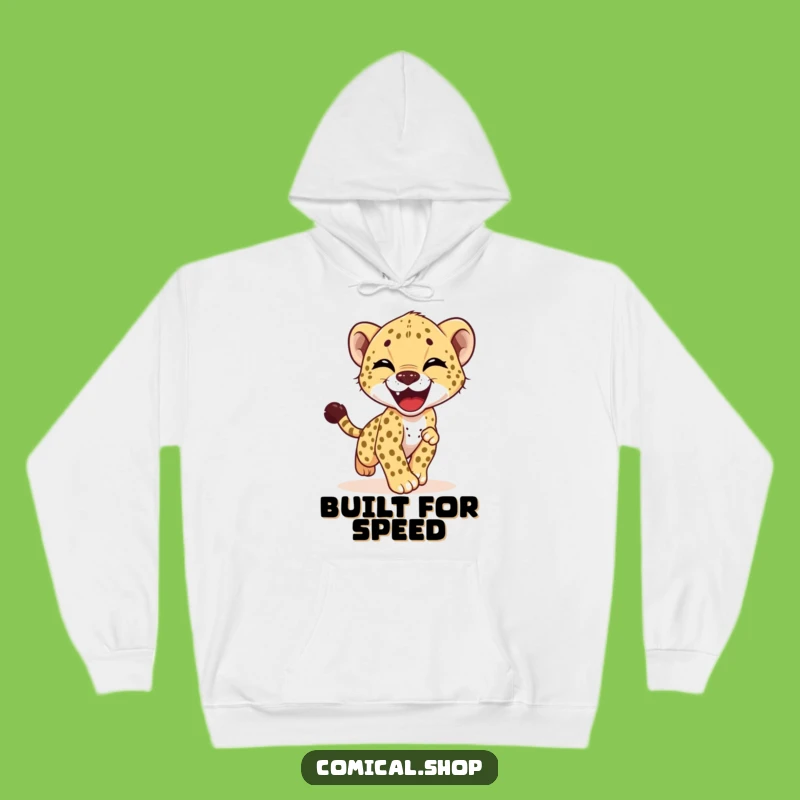 Funny Cheetah Cub Hoodie - Cozy & Hilarious Joyful Tail Chase Apparel
