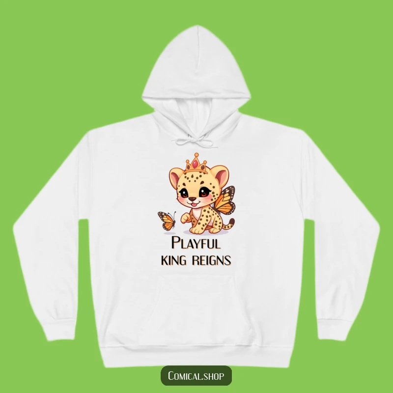 Funny Cheetah Cub Tiara Hoodie: Cozy Racer Wear, Ideal Funny Gift