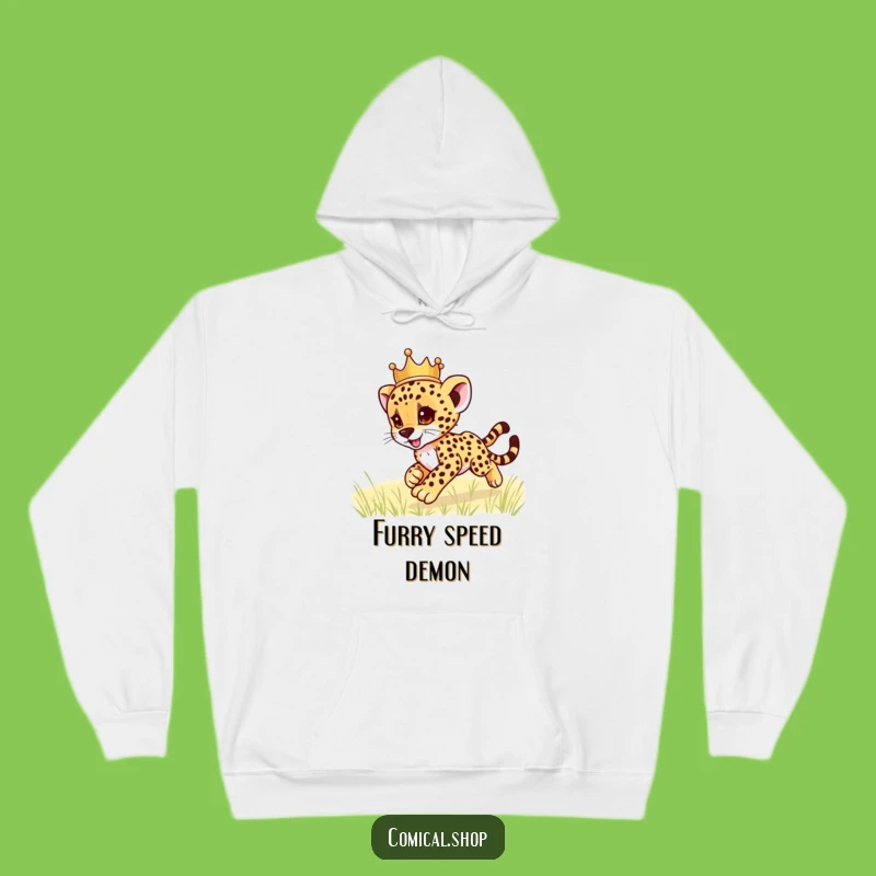Funny Cheetah Cub Crown Hoodie: Cozy Royal Zoomer Wear, Ideal Funny Gift