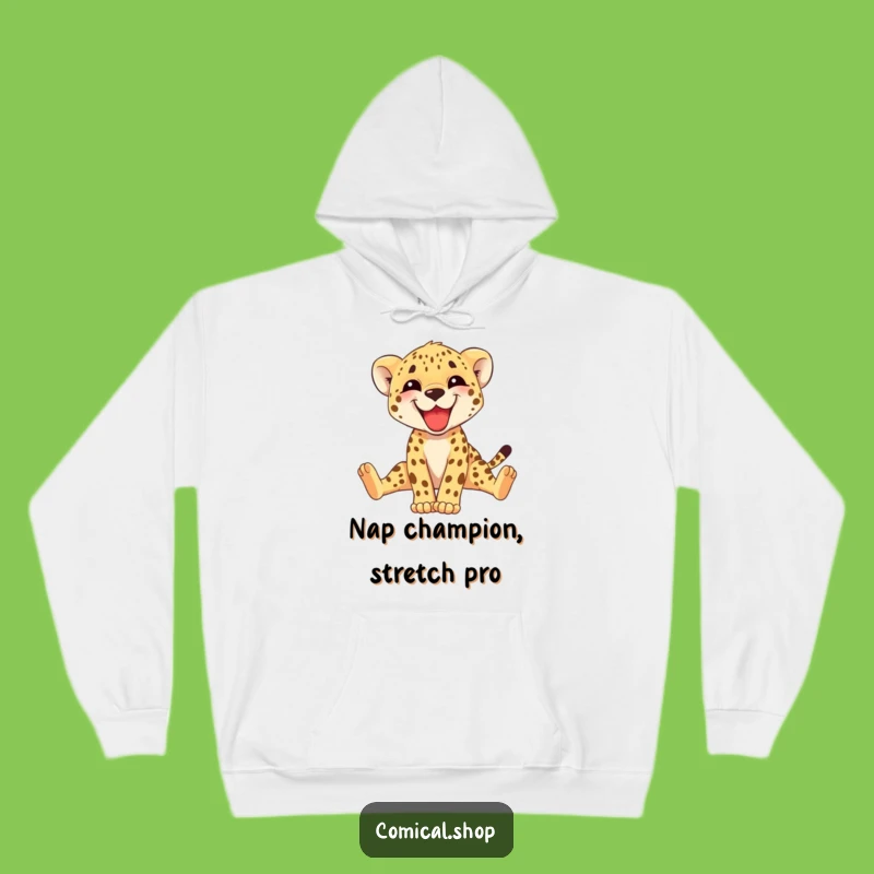 Funny Cheetah Cub Hoodie: Cozy & Adorable Stretching Animal Gift