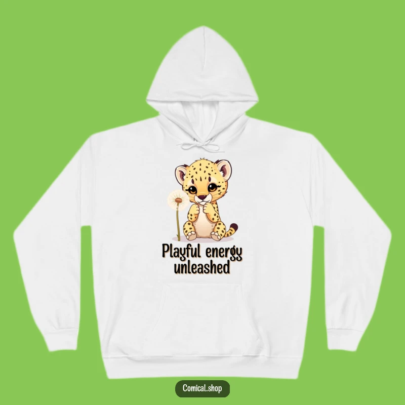 Funny Cheetah Cub Dandelion Hoodie: Cozy Playful Cub Gift