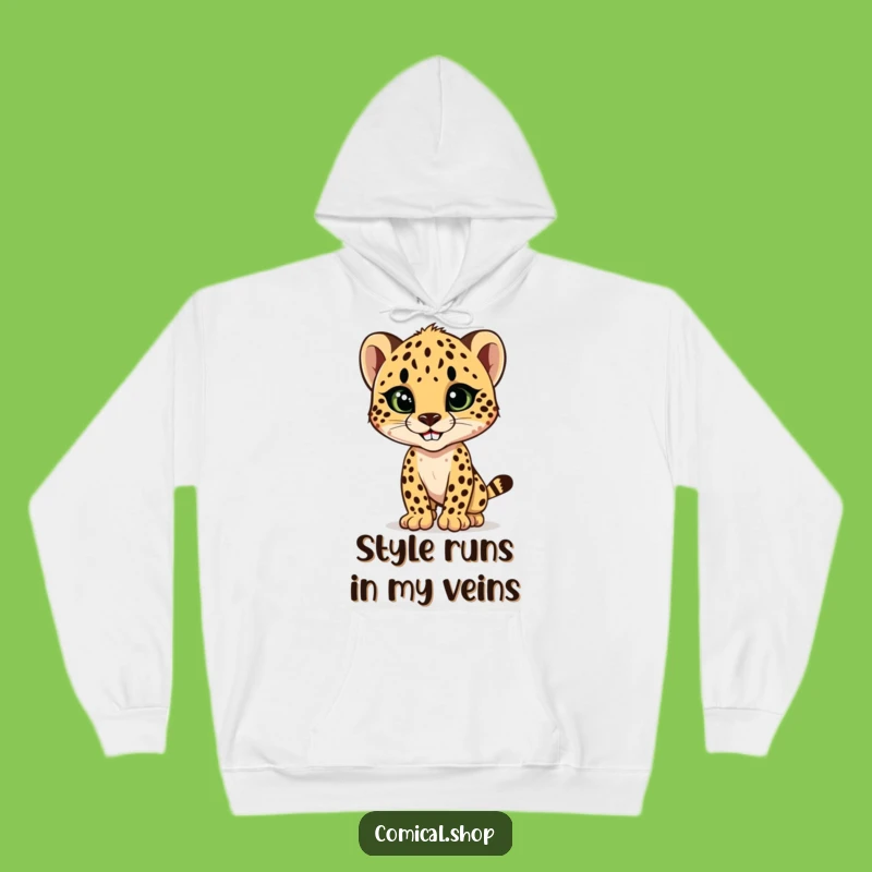 Cozy Funny Cheetah Cub Style Hoodie: Stay Warm with Fierce Fashion