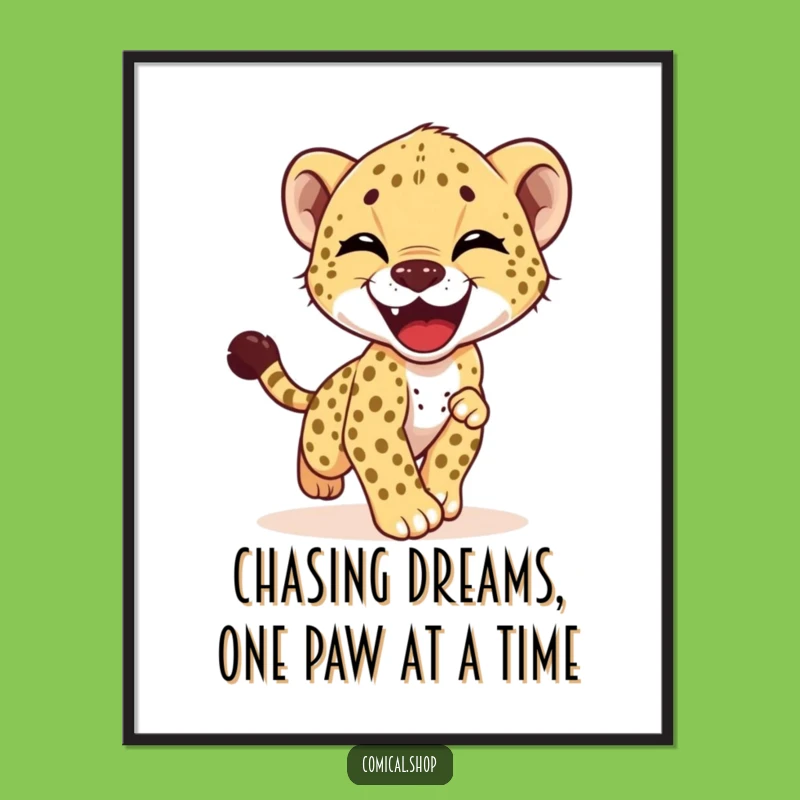 Free Printable Wall Art: Giggling Cheetah Cub Joy - Downloadable Cute Animal Decor