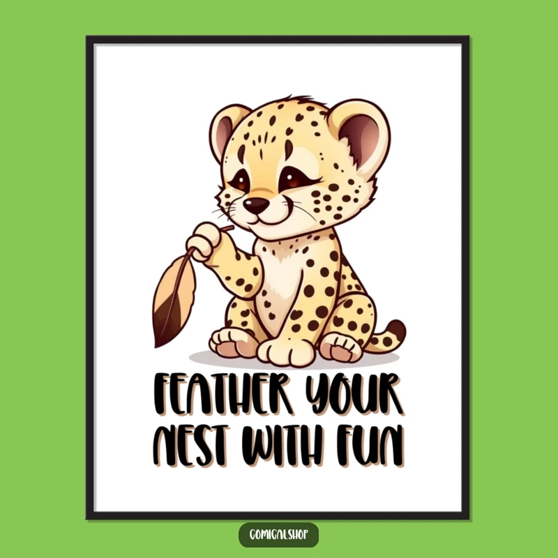 Free Printable Cheetah Wall Art: Feather Play Downloadable Decor