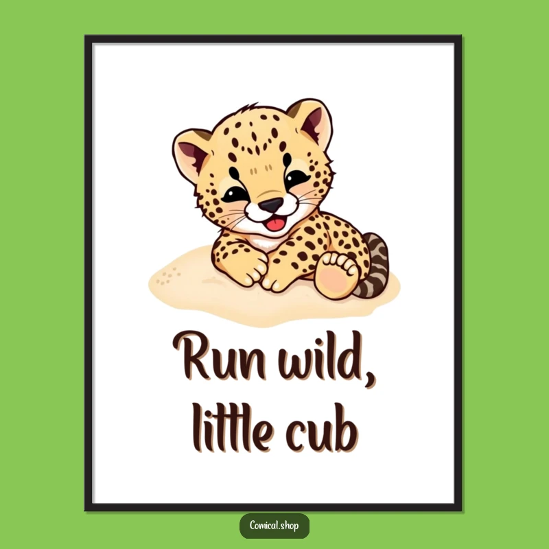 Free Printable Cheetah Cub Wall Art Funny Downloadable Decor