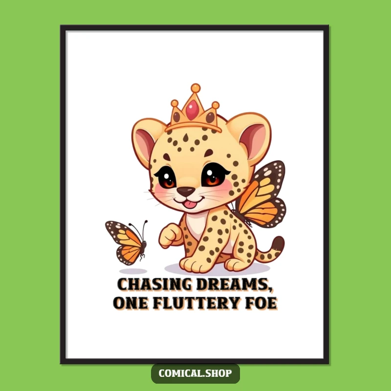 Free Printable Wall Art: Cheetah Tiara Race - Funny Downloadable Decor