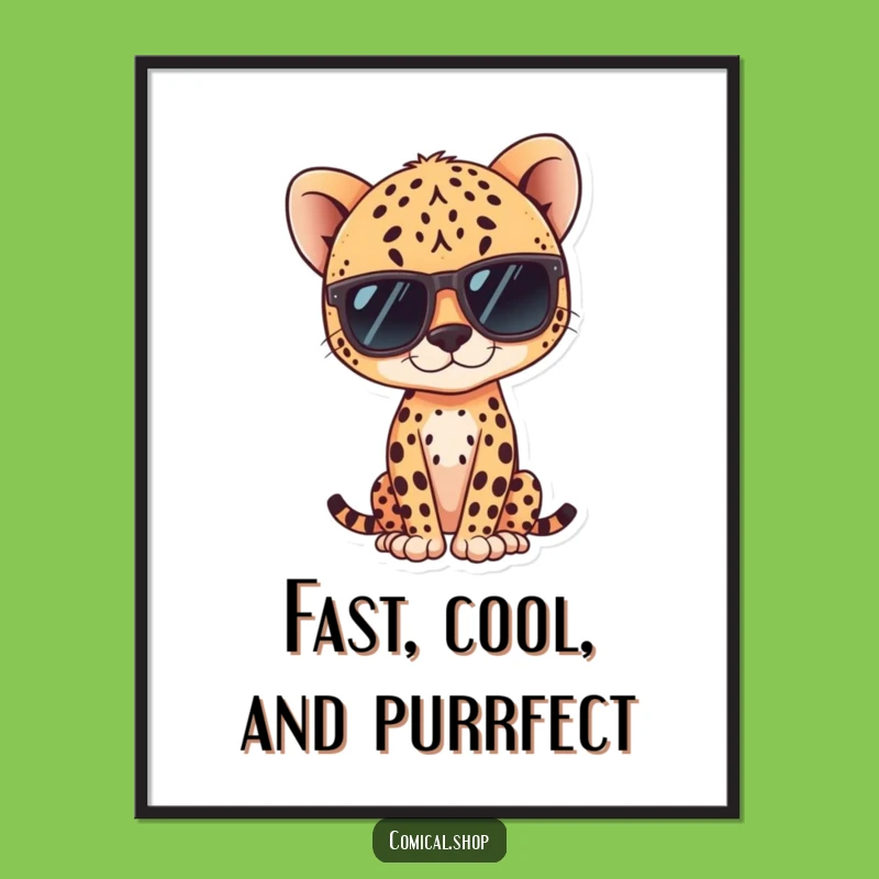 Free Printable Wall Art: Cool Kawaii Cheetah - Stylish & Funny Downloadable Decor