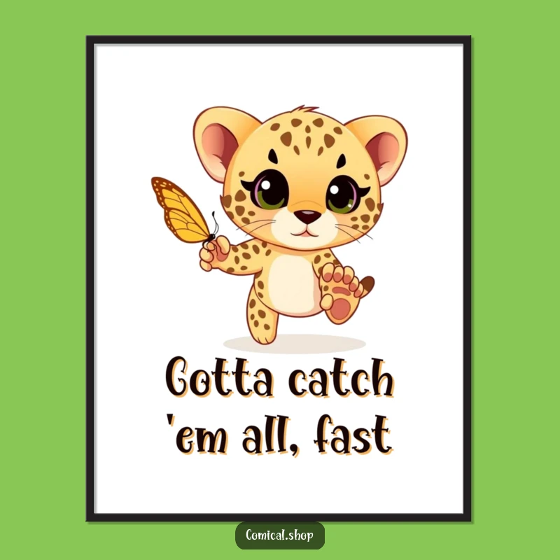 Free Printable Wall Art: Playful Cheetah Cub, Charming Downloadable Decor for Kids Room