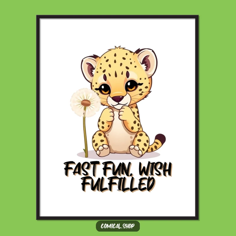 Free Printable Wall Art: Playful Cheetah Cub Dandelion Decor